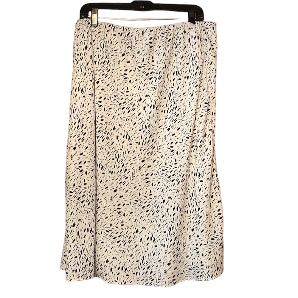 LANE BRYANT UEC Plus Size 16 Off-White & Black Women's Midi Skirt Bias Cut